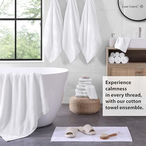 White 18-Piece Cotton Bath Towel Set with Washcloths – Soft & Absorbent