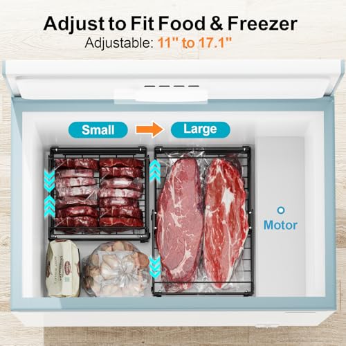 iSPECLE 8 Pack Freezer Organizer Bins - Adjustable Fits 10-20 Cu Ft Chest Freezers - Black