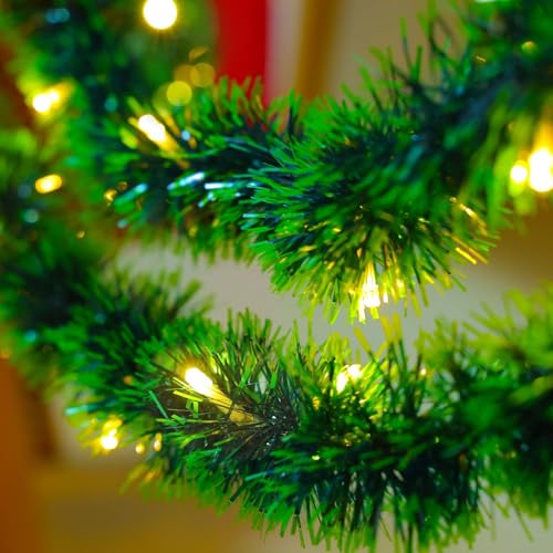 2 Pack Christmas Garland with Lights, Total 38 Feet 80 Led Lighted