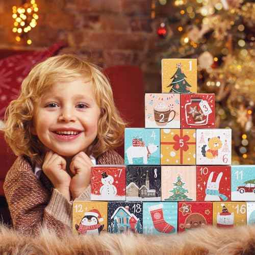 DIY Christmas Advent Calendar Boxes to Fill, 24 Empty Number Advent Calendar Boxes, 2025 Personalized Christmas Countdown Calendar Gift Boxes for Kids Family Friends, XMAS Holiday Decorations