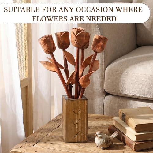 Suncalla Gift for 5th Wedding Anniversary Wooden Roses with Vase 5