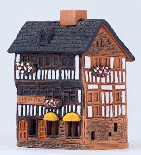 Handmade Ceramic Village House Miniature with Incense Holder - Mont St. Michel France