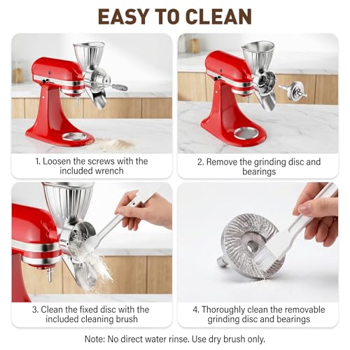 COFUN Metallic Grain Mill Attachment for KitchenAid Stand Mixer