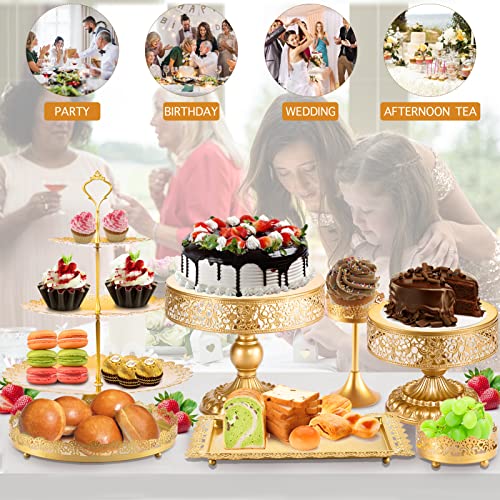 8-Piece Gold Cake Stand Set for Dessert Table - Wedding, Baby Shower, Birthday