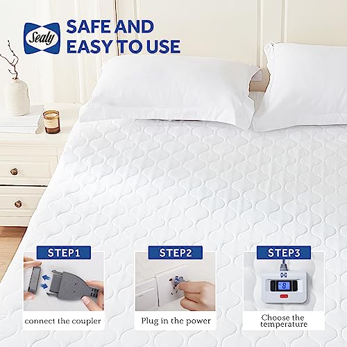 Queen Size Heated Mattress Pad - Luxury Quilted Electric Bed Warmer - Sealy