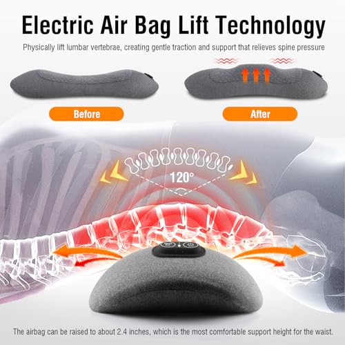 USUIE Cordless Lumbar Support Pillow with Heat & Massage - Back Pain Relief