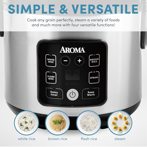 CoreCoat Ceramic Nonstick 8-Cup Digital Rice Cooker & Steamer - Aroma