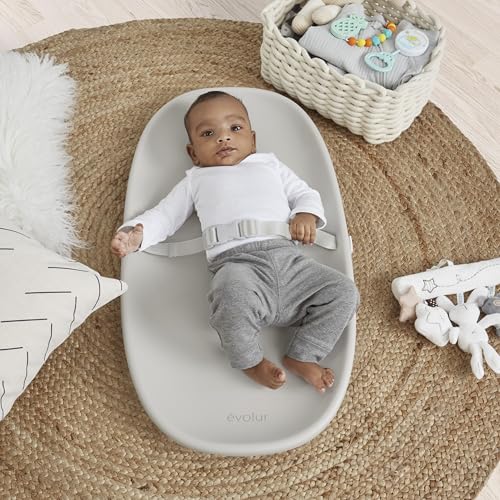 Evolur Eva Waterproof Changing Pad - Light Gray, Safety Strap & Contoured Walls