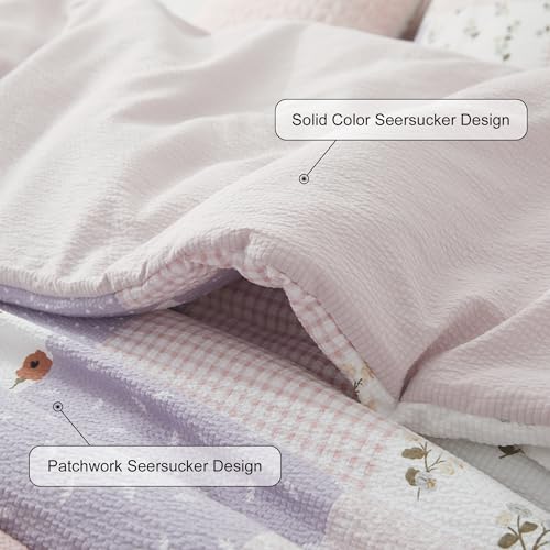 Queen Comforter Set with Sheets - Misty Pink Floral 7-Piece Bed in a Bag - Oli Anderson