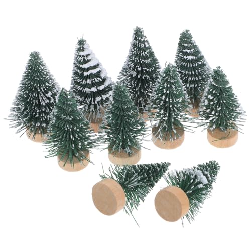 Mini Artificial Christmas Trees with Snow Frost - 10 Pack, Home Decor, DIY Holiday Ornaments