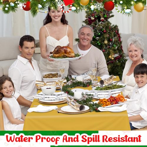 Patelai 36 Pcs Christmas Tablecloths 54 x 108 Inches Disposable Waterproof Rectangle 3-Color Set (Gold, Red, Dark Green)