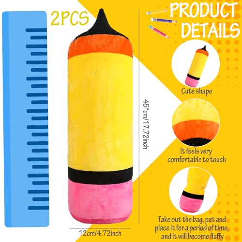 2 Pcs Cute Pencil Pillows Christmas Teacher Gift Classroom Plush Pencil Large Throw Pillow Stuffed Cushion Plush for Teacher Classroom Reading Room Sofa Decor Birthday Party Supplies