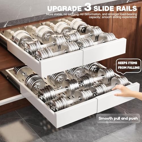 Pull Out Cabinet Organizer 4-Side Expandable White 13-21W x 17-24D 2 Pack