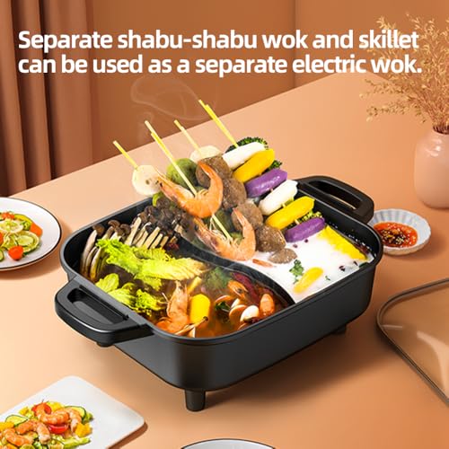 AORAN Smokeless Electric Hot Pot & Grill Combo - Large 9.5x29 Inch Non-Stick, Black