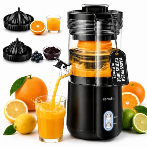 Keerain Electric Citrus Juicer Machine with 2 Cones - One-Touch Orange & Fruit Extractor