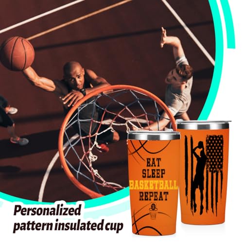 HZMLYDJ 20 oz Basketball Tumbler – Orange Insulated Cup Gift for Men