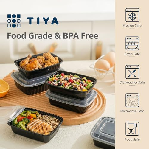 Tiya Meal Prep Containers with Lids - 150 Pack 12 oz BPA-Free Plastic