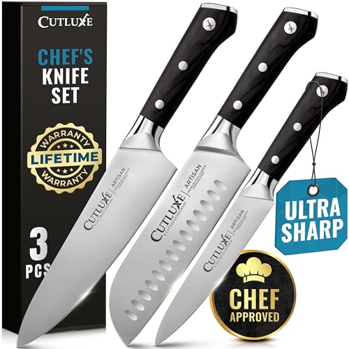 Cutluxe 3-Piece Chef Knife Set - Razor Sharp German Steel Kitchen Knives