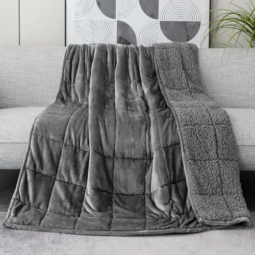 Lofus 15 lbs Weighted Blanket for Adults Twin Size 48x72 Grey - Deep Pressure Sleep Aid