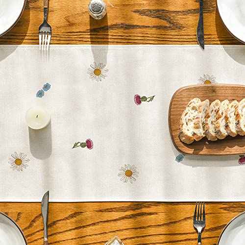 Artoid Mode Antique Herbs and Wild Flowers Summer Table Runner, Spring Fall Kitchen Dining Table Decoration for Home Party 13x72 Inch