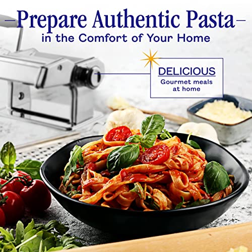 Nuvantee Silver Pasta Maker with Adjustable Thickness & 2 Cutters, 3-in-1 Noodle Machine