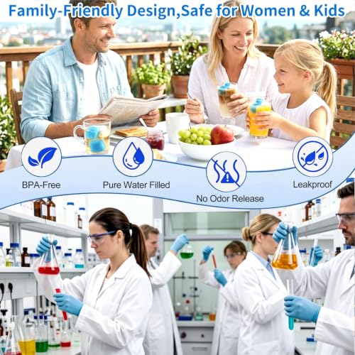 Blue & Transparent Reusable Ice Cubes for Drinks & Parties – 400 Pack with Scoop