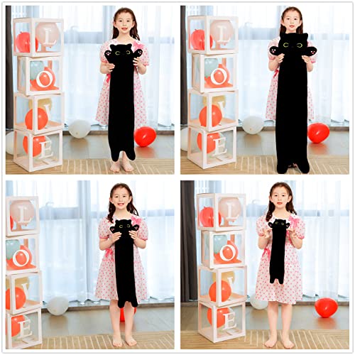 Black Cat Plush Toy Soft Long Cat Pillow Plushies Doll Stuffed Animal Plush Body Pillow Black Sesame Meowchi Sofa Throw Pillow Decoration Gift for Kids Girl, 50cm/19.7inch