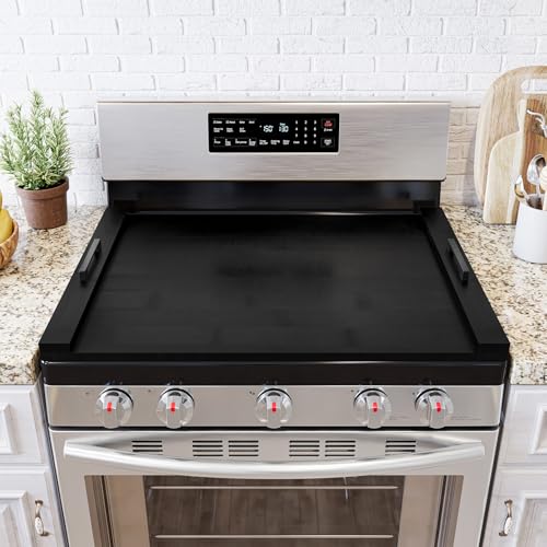SpaceAid 29.5W x 22D x 2.1H Black Bamboo Stove Cover with Handles – Kitchen Decor & Organizer