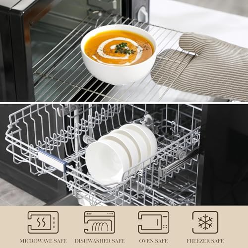 MALACASA 26 Oz White Ceramic Soup & Cereal Bowls Set of 4 – Kitchen Dinnerware