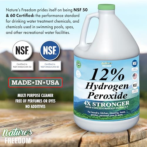 Nature's Freedom 12% Food Grade Hydrogen Peroxide with Funnel - 2 Gallon (256 Fl Oz) Pack