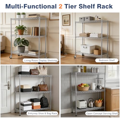 Adjustable 3-Tier Metal Wire Shelves Rack,35.4x17.7 x36.5(WxDxH)