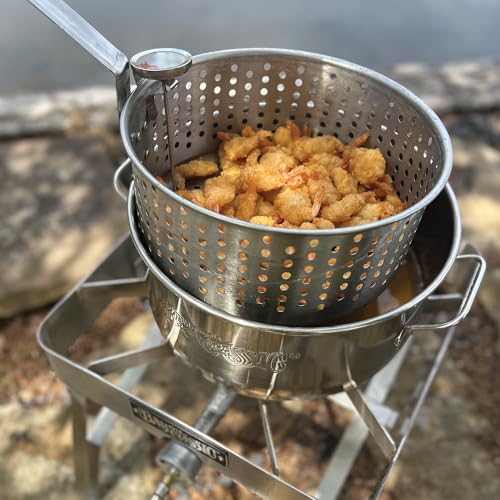 Bayou Classic 10-Quart Stainless Steel Deep Fryer Pot with Lid & Basket