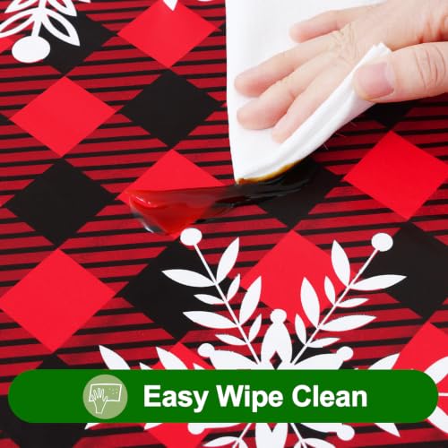 Smiry Black & Red Round 36-44 inch Tablecloth, Elastic Fitted Waterproof Cover
