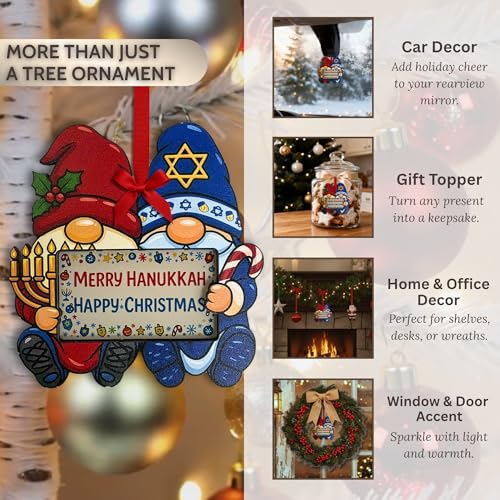 TSIMPLE Hanukkah Ornament - Jewish Christmas Gnome Decor for Tree, Holiday Gift