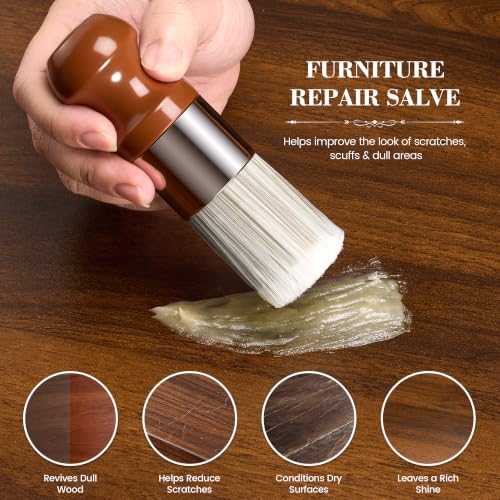 LUXGROVE 8oz Wood & Leather Furniture Repair Salve - Conditioning Balm for Couches, Car Seats, Tables, Cabinets, Shoes & Purses