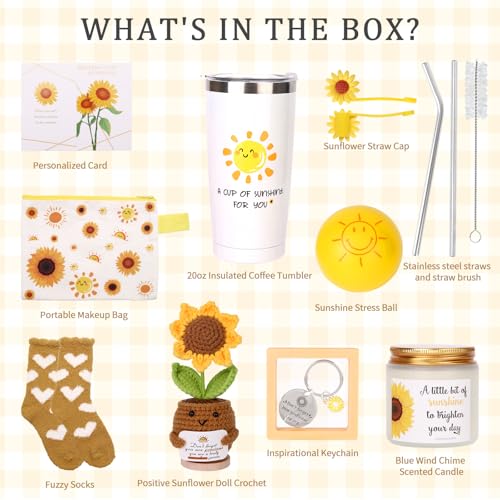 Yellow Sunflower Gift Box for Women - Care Package with Self Care Items & Accessories
