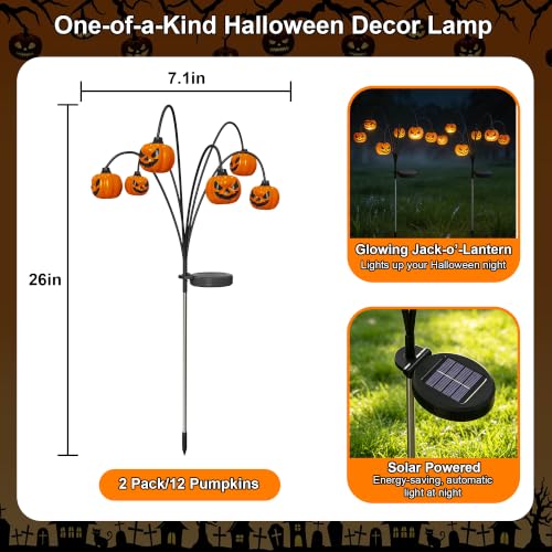 Thiswing 4 Pack Solar Halloween Pumpkin Lights Outdoor Decor, Fall Lanterns