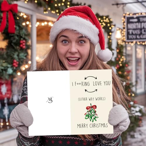 Missonemi Funny Christmas Card Gift for Women Men MS309, Naughty Holiday Greeting