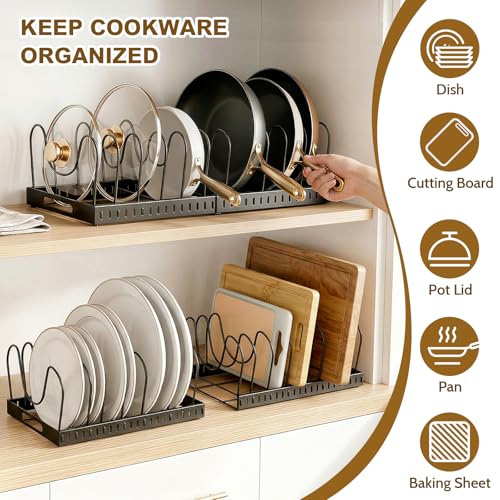 NomNest 2-Pack Expandable Pot and Pan Organizer with 32 Dividers, Under Cabinet Storage, 12-24 inches
