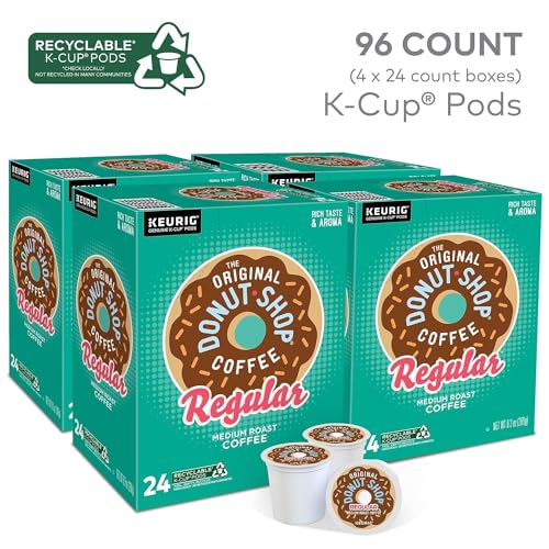 The Original Donut Shop Unflavored Medium Roast K-Cup Coffee Pods 24-Count Pack of 4, 96 Cups