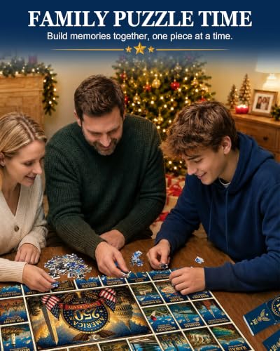 USA 250th Anniversary Puzzle Advent Calendar 2026 - 1008 Piece, Blue/Green/White/Natural