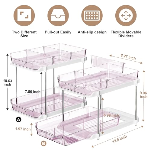 Purple 2-Pack Multi-Purpose Under Sink & Kitchen Organizer with Movable Dividers