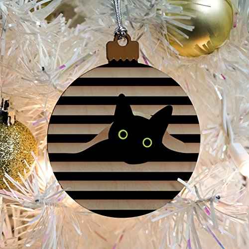 GRAPHICS & MORE Black Cat in Window Wood Christmas Tree Holiday Ornament