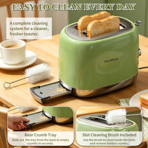 Stainless Steel 2-Slice Toaster with Wide Slots & 8 Browning Levels