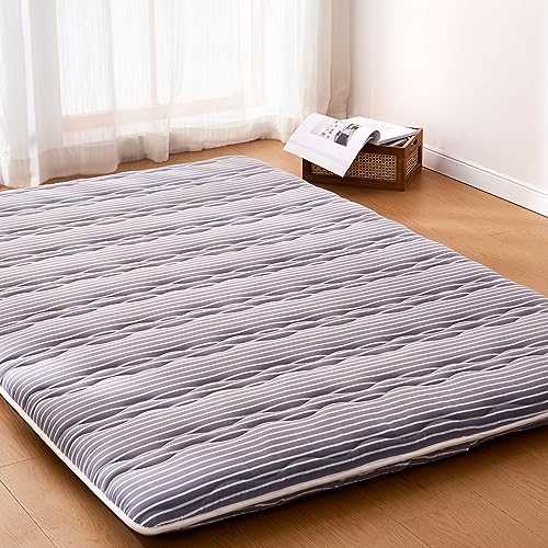 Twin Gray Japanese Foam Futon Mattress - Thick Supportive Tatami Sleeping Pad