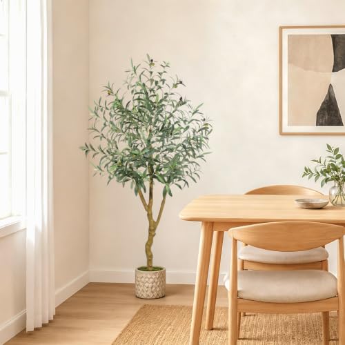 5FT Artificial Olive Tree Indoor - Realistic Full Fake Plant for Home & Office Decor