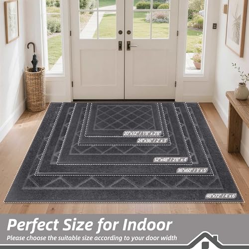 BEQHAUSE Dirt Trapper Door Mat 32x48 Inch Non-Slip Indoor/Outdoor Grey