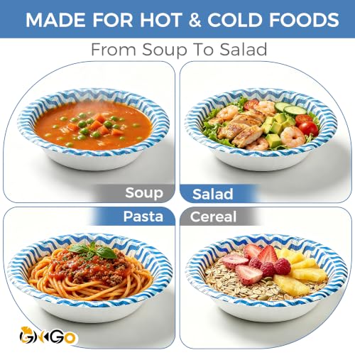 Ginkgo 20oz Disposable Paper Bowls 400 Count – Heavy Duty, Leakproof