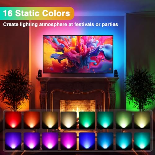 URTOM 4-Pack Indoor RGBW LED Floor Spotlights with Remote, Adjustable Color & Modes