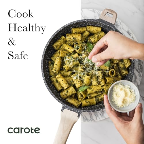 Carote 12.5 Inch Nonstick Frying Pan with Black Granite Coating - Eco-Friendly Skillet